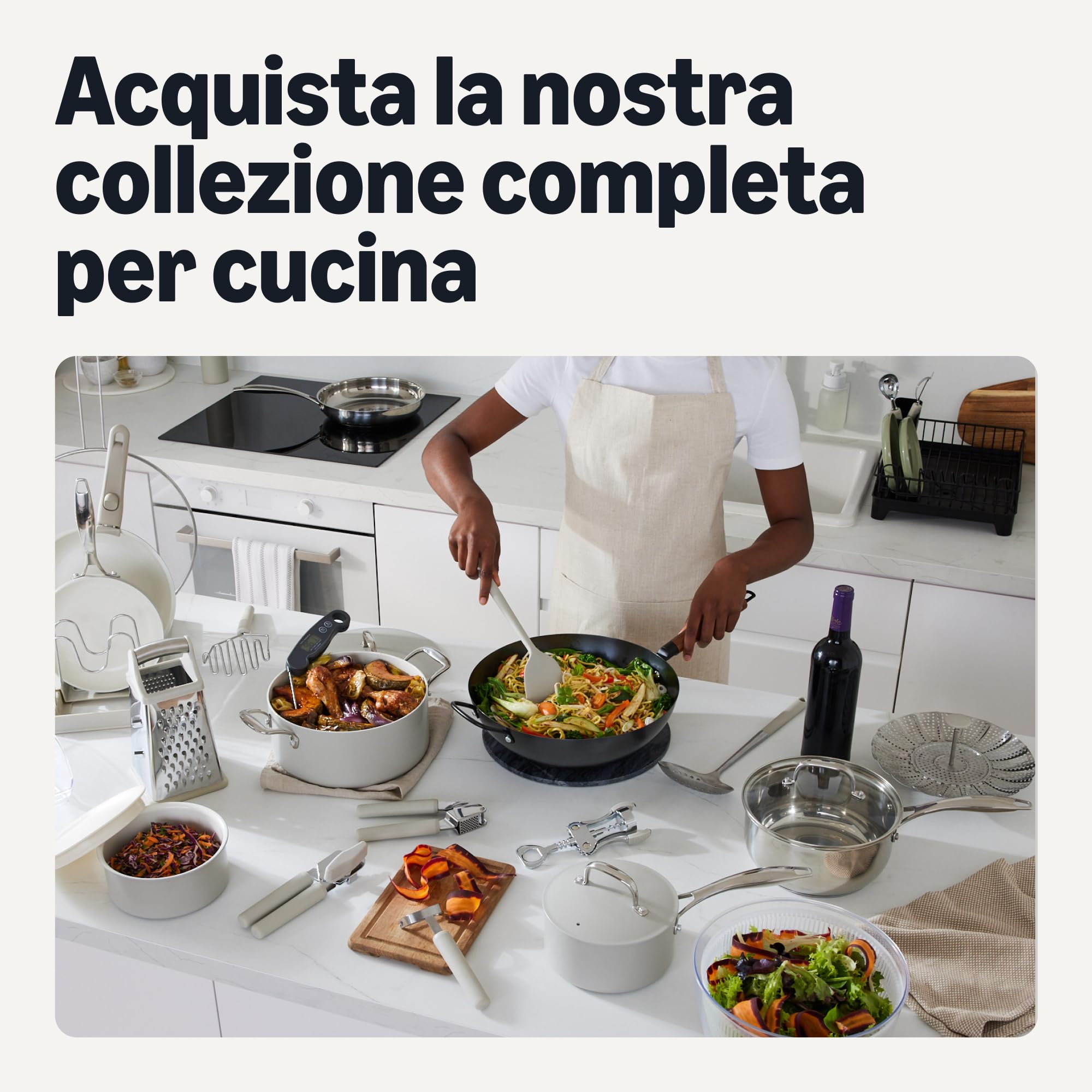 AmazonBasics Set Pentole Inox 5 Pezzi Induzione