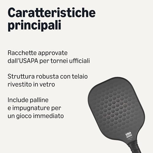 Amazon Basics Stealth racchette da pickleball set 2 nero vetro
