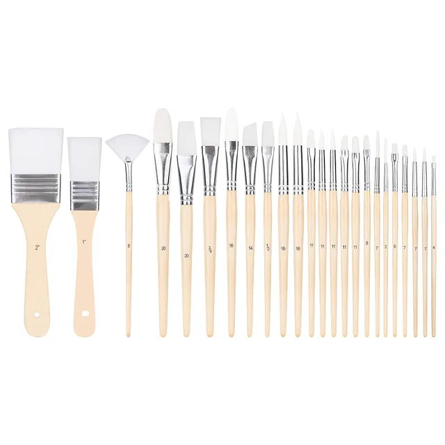 Amazon Basics Set 24 Pennelli Pittura Legno per Artisti