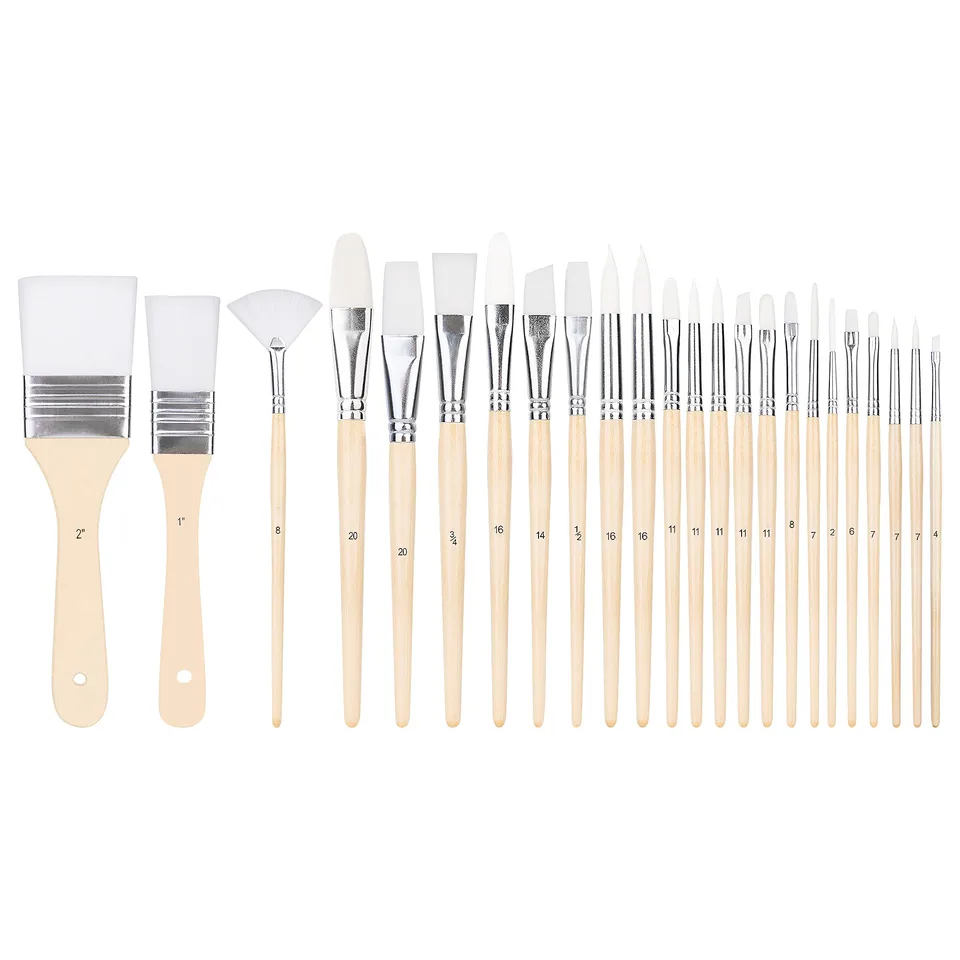 Amazon Basics Set 24 Pennelli Pittura Legno per Artisti