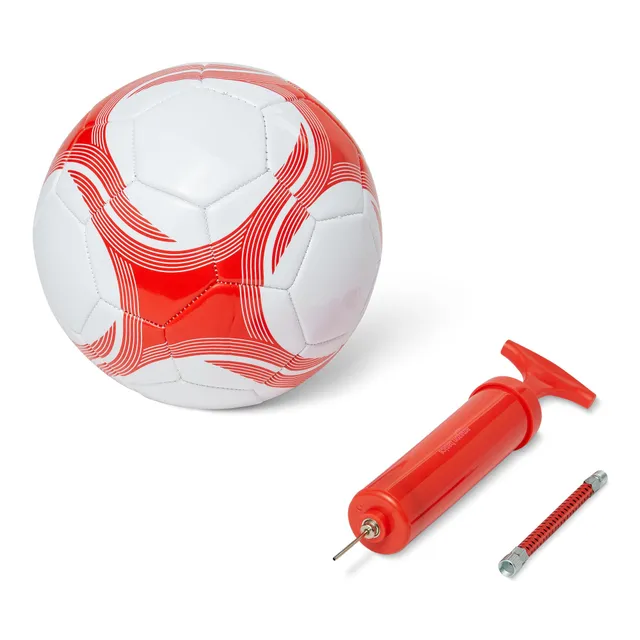 AmazonBasics Pallone Calcio Misura 4 con Pompa Bianco Rosso