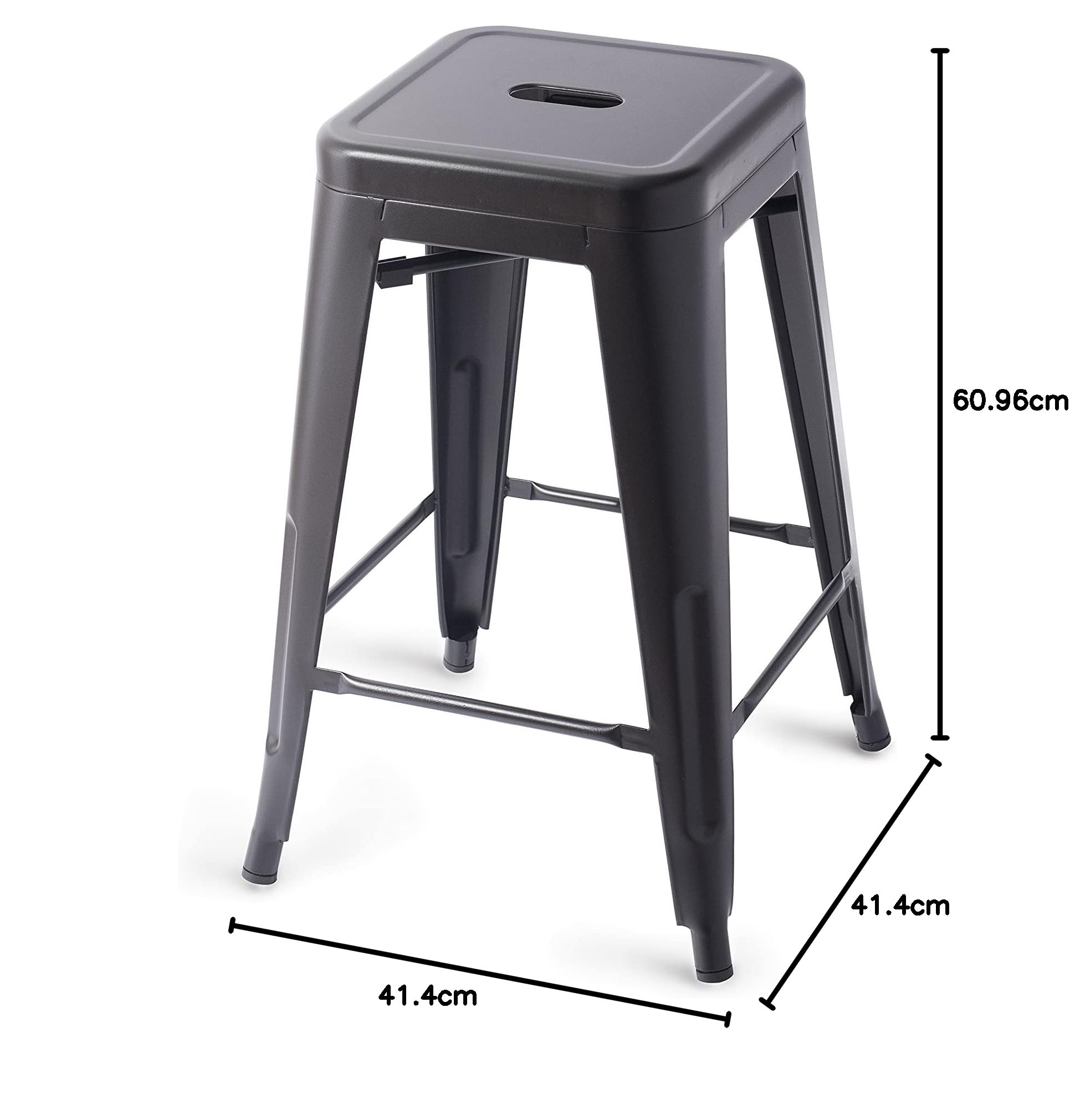 Amazon Basics sgabelli da bar metallo 61 cm set 4 nero impilabili