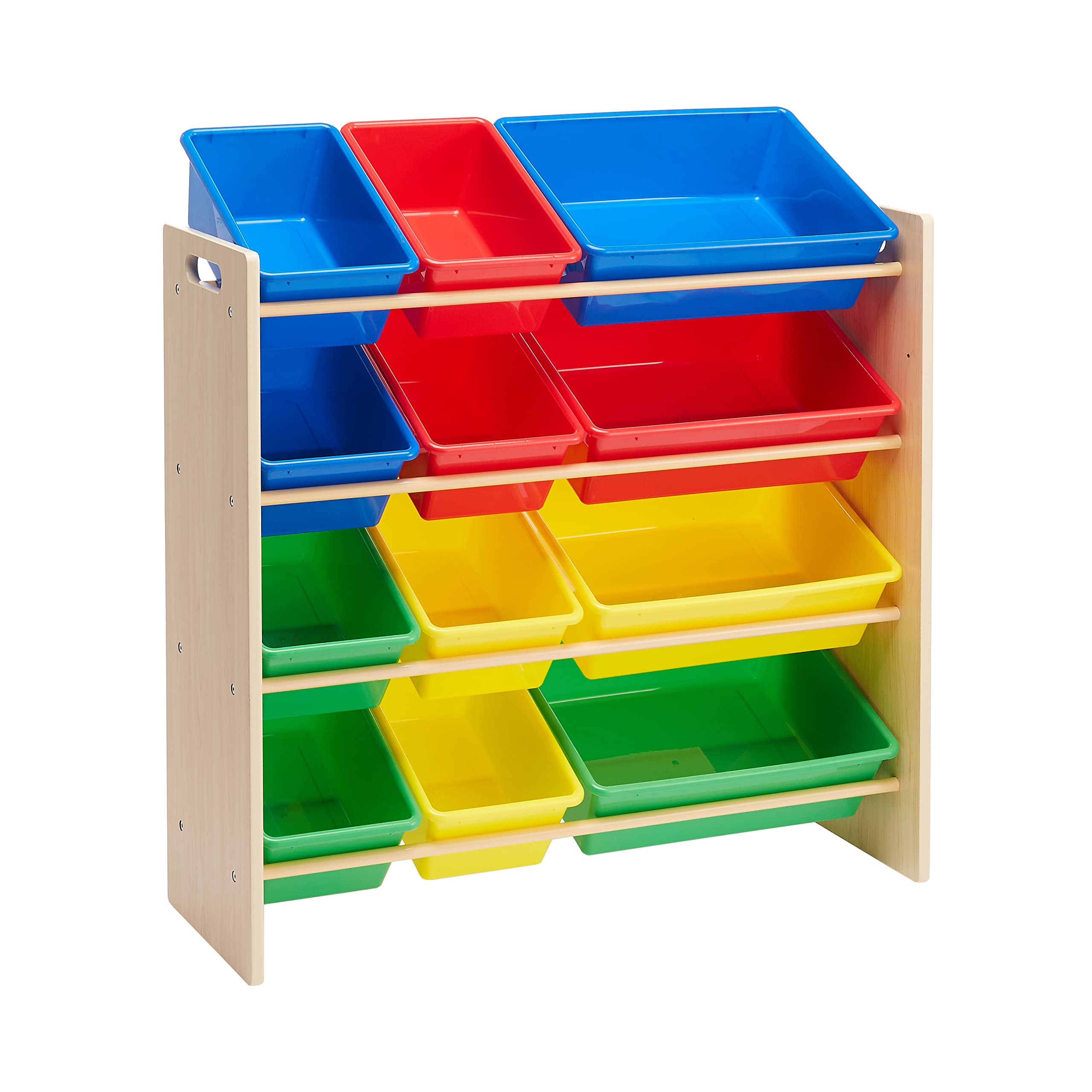 Amazon Basics Organizer Giocattoli 12 Contenitori Bianco Rosa Legno