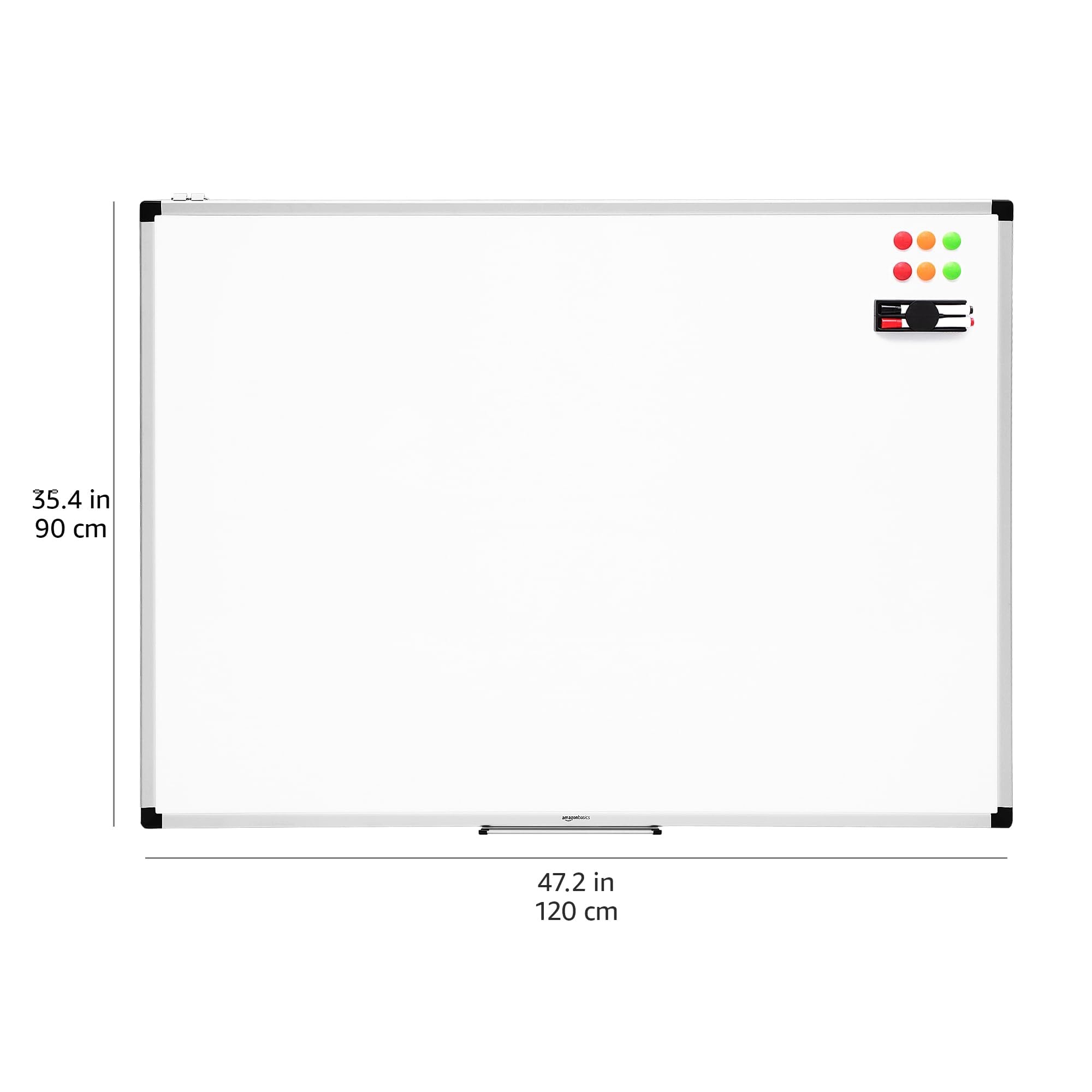 AmazonBasics Lavagna Bianca Magnetica 120x90 cm con Accessori