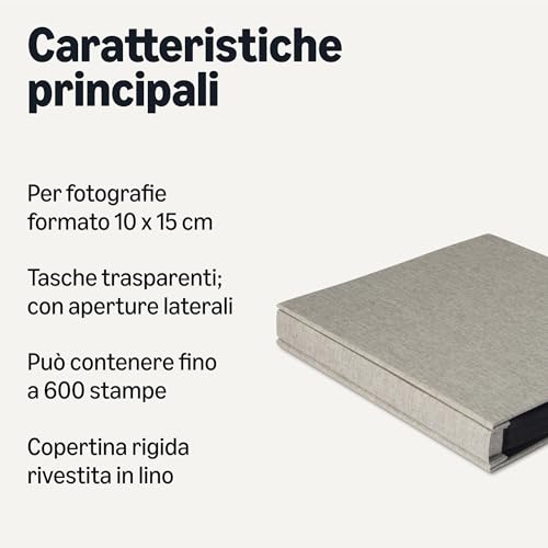 Amazon Basics Album Fotografico 600 Foto 10x15cm Lino 36x33cm