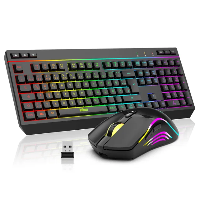 RedThunder K20 set tastiera e mouse wireless nero QWERTZ