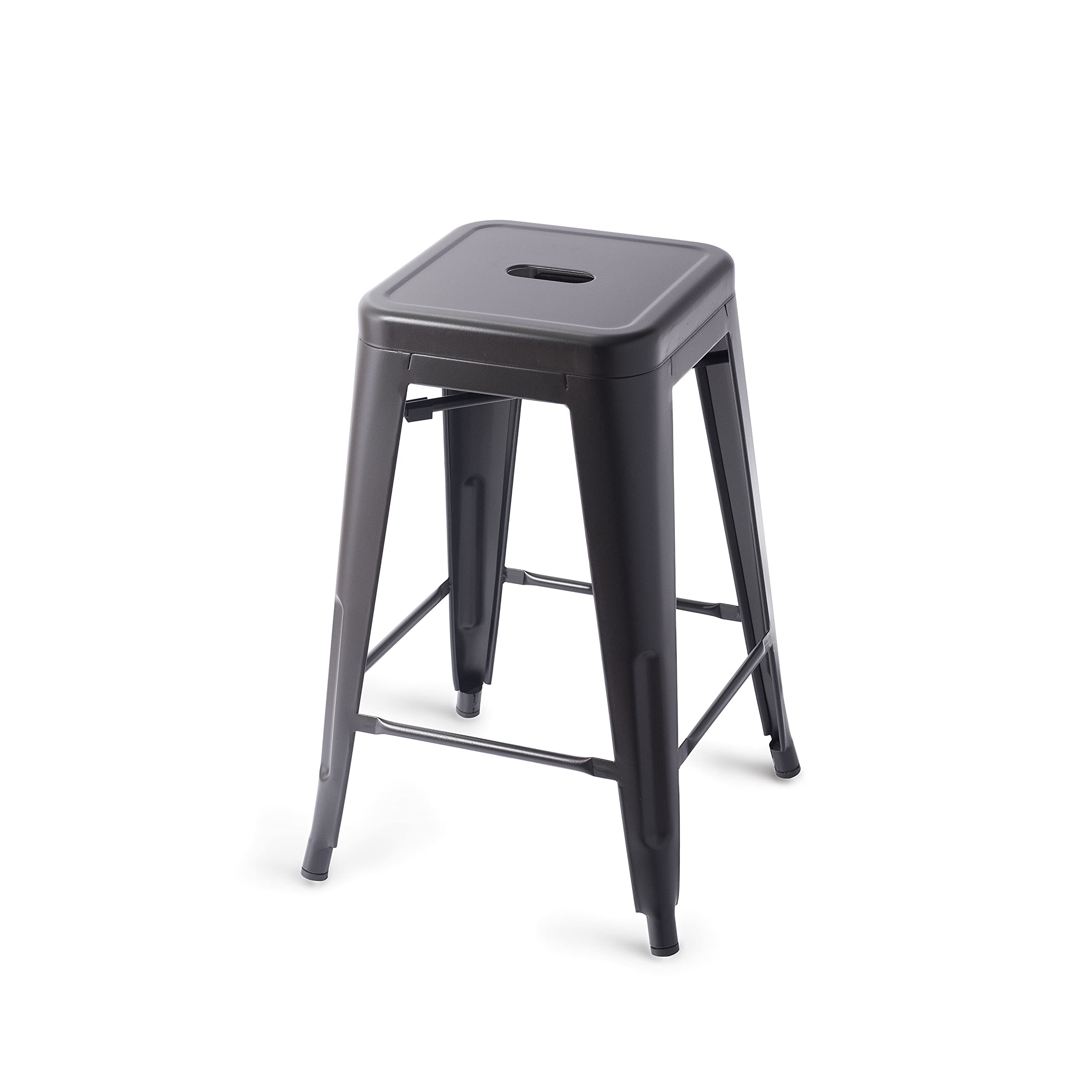 Amazon Basics sgabelli da bar metallo 61 cm set 4 nero impilabili