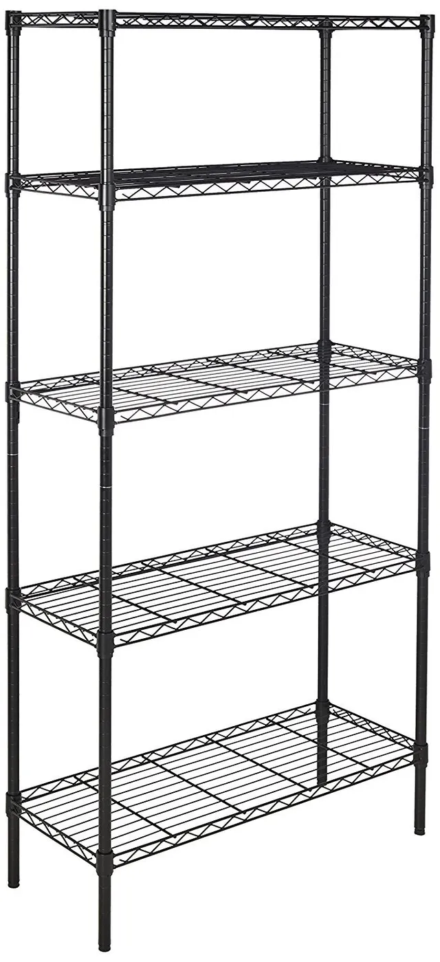 Amazon Basics Scaffale 5 Ripiani 36x91x183 cm Nero 795 kg