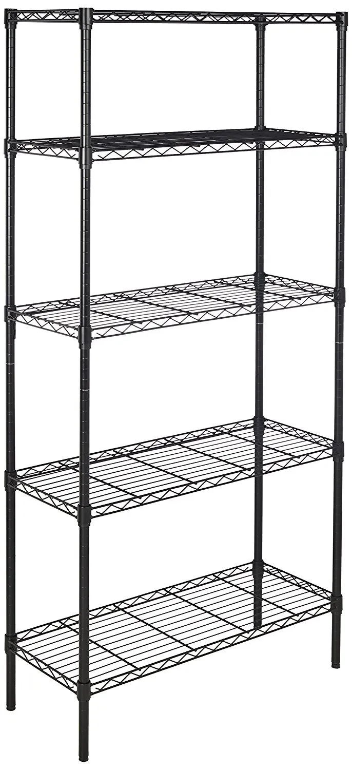 Amazon Basics Scaffale 5 Ripiani 36x91x183 cm Nero 795 kg