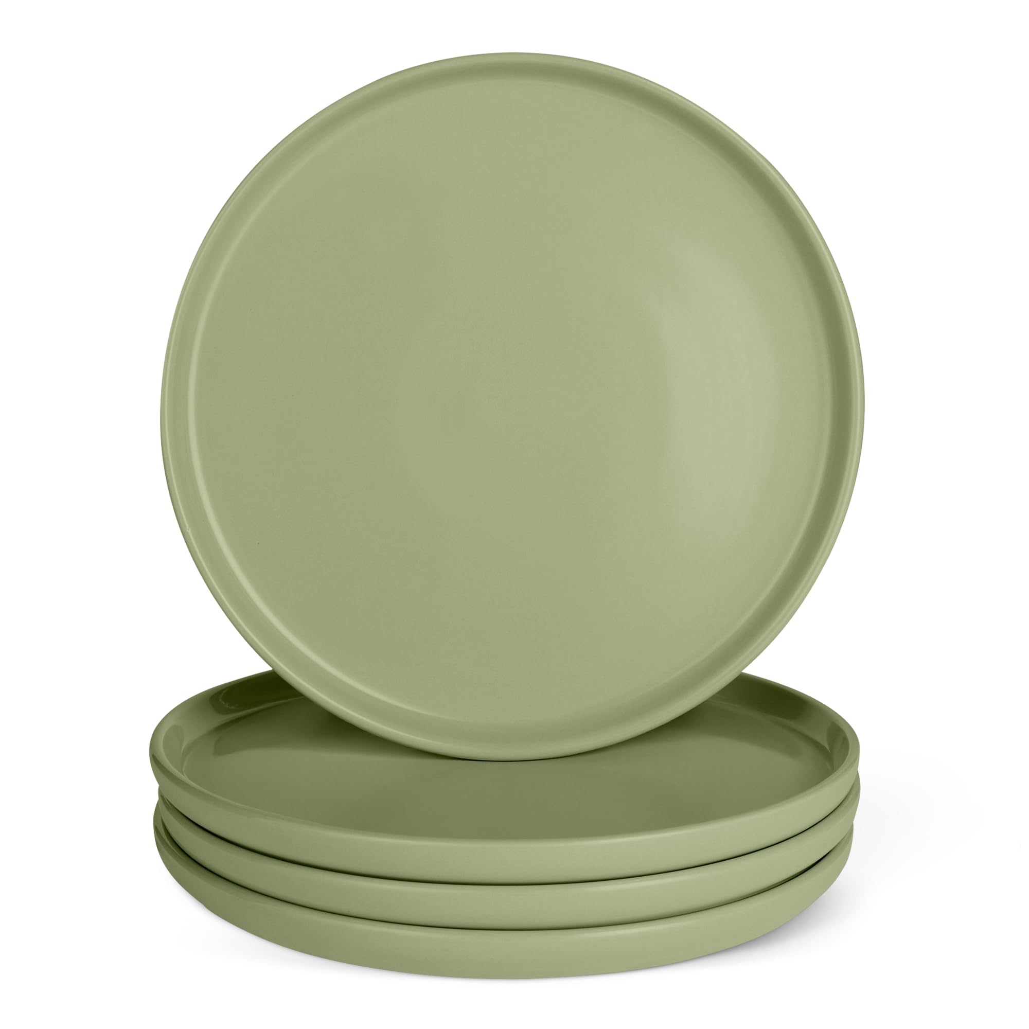 Amazon Basics Set 4 Piatti Piani Ceramica 27cm Verde