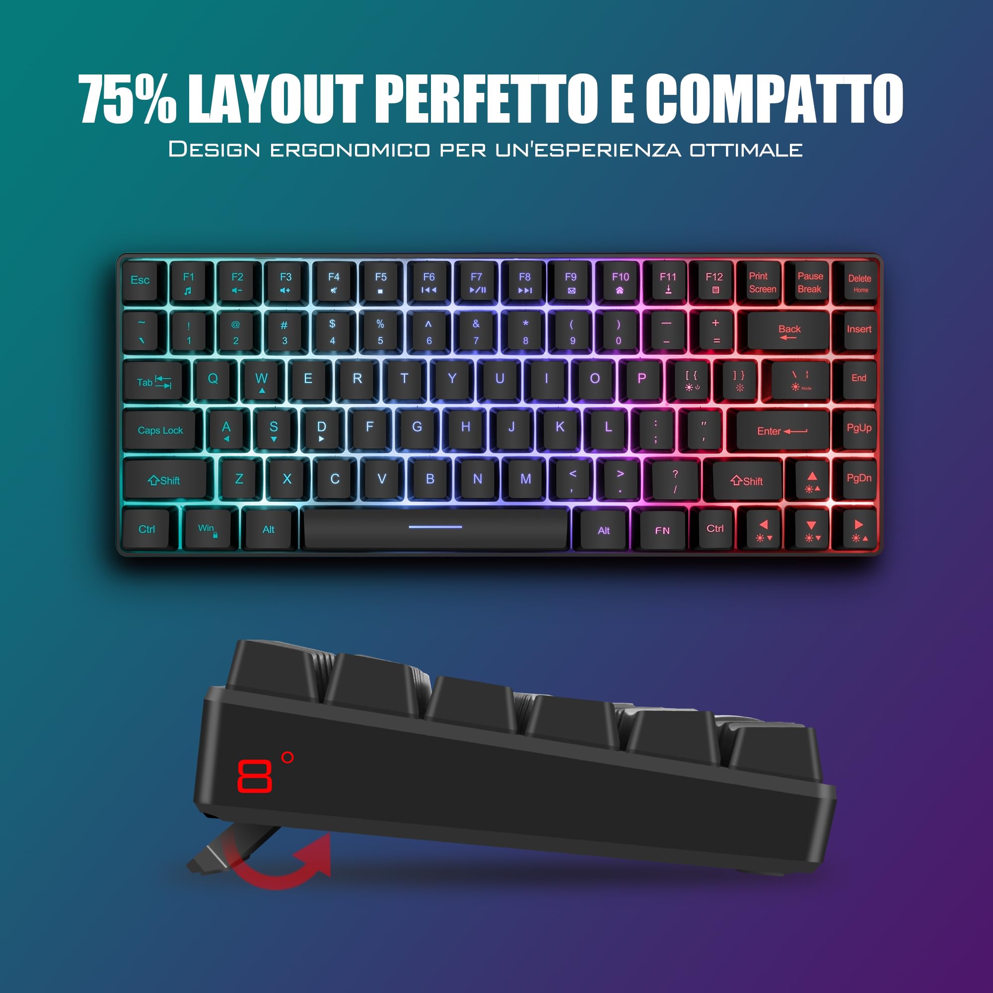 RedThunder K84 Kit Tastiera Mouse Gaming Wireless IT Retroilluminato
