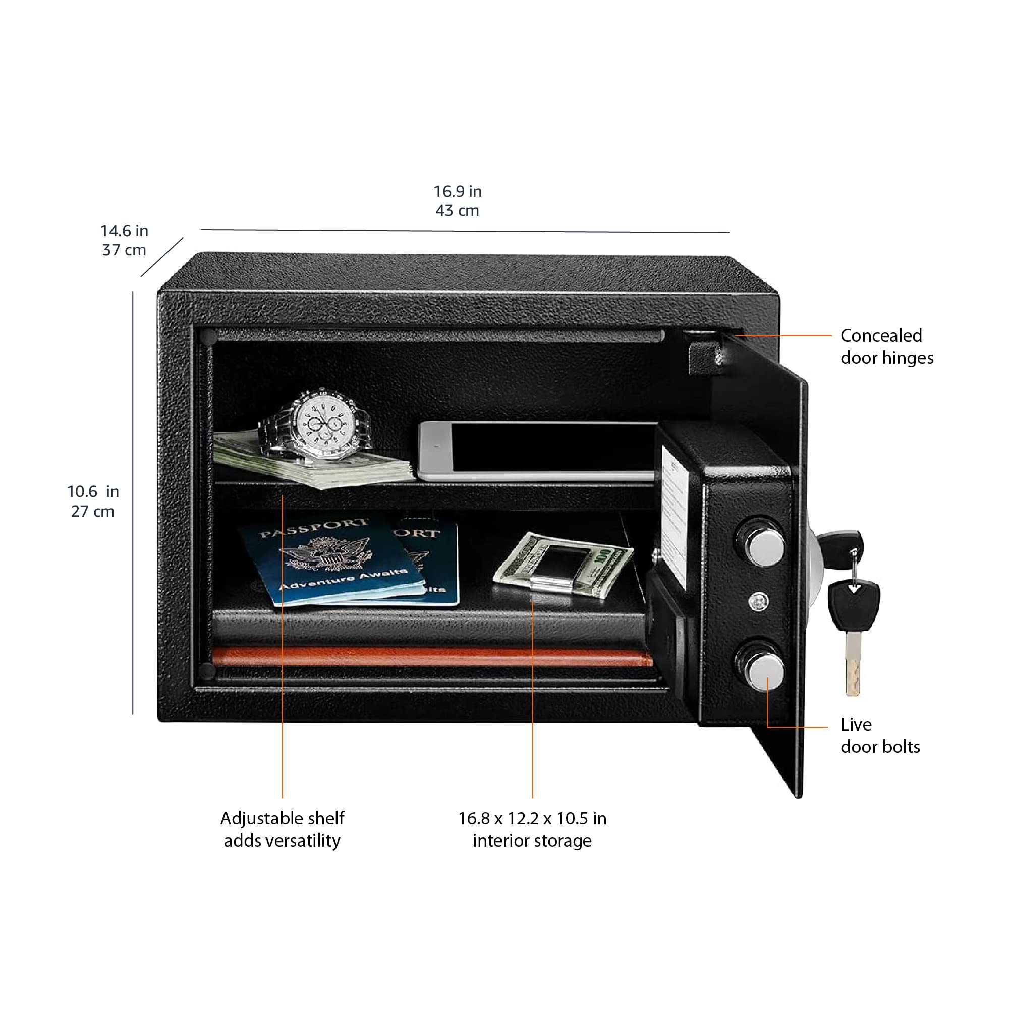 AmazonBasics Cassaforte Acciaio 34 L Nera Digitale