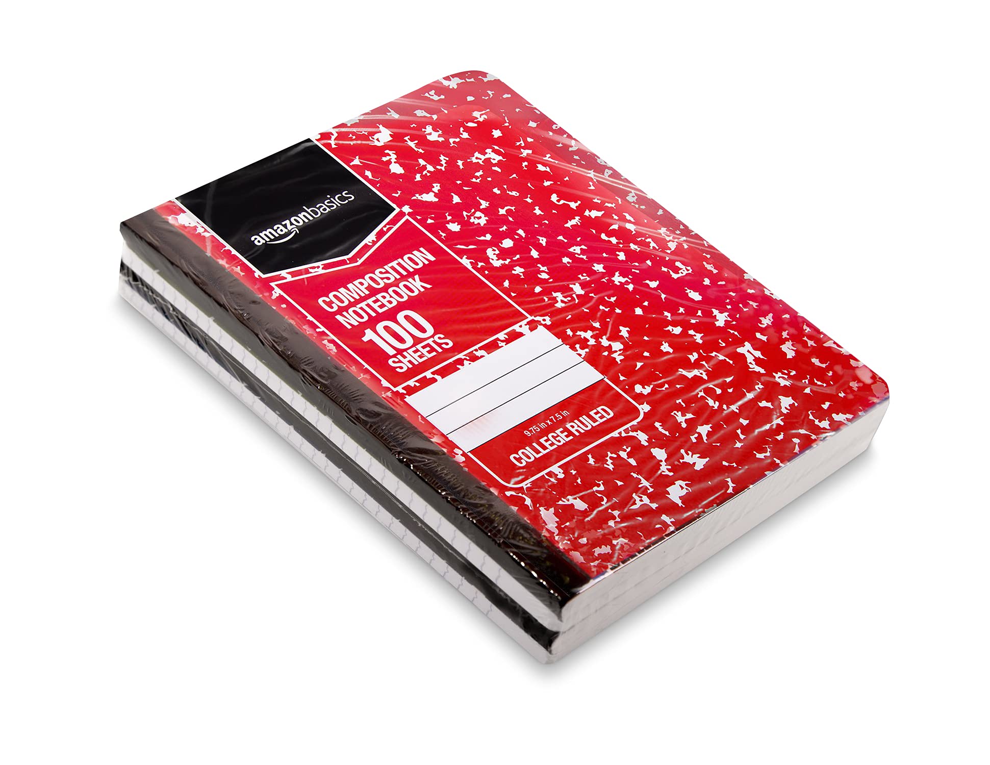 Amazon Basics College Quaderno a Righe 100 Fogli 4pz Marmo