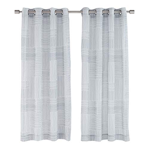 AmazonBasics Painterly Grid Tenda Velata 127x160cm Grigia 2 Pezzi