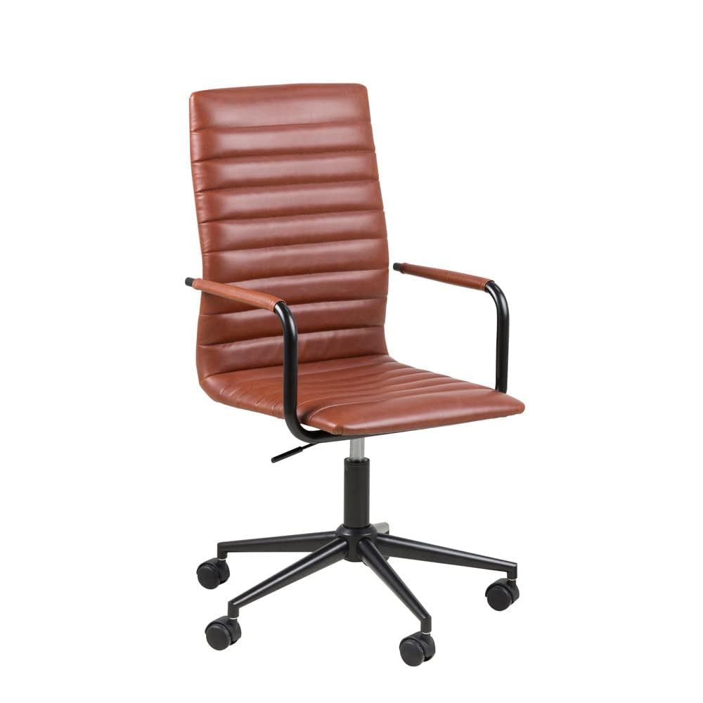 AmazonBasics Sedia Ufficio Ecopelle Marrone con Rotelle