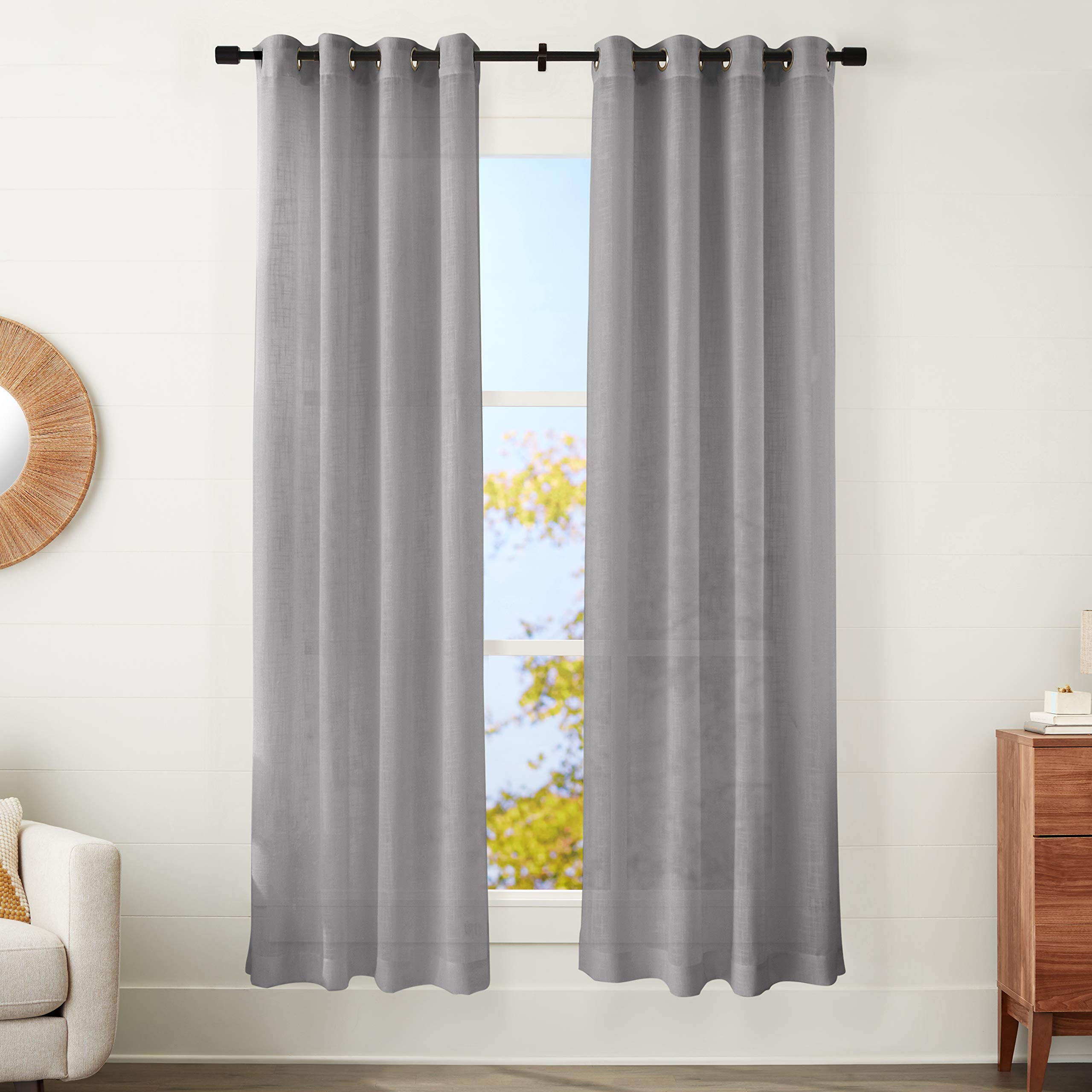 AmazonBasics Sheer Classic tenda trasparente 2 pz grigio scuro 50x84 occhielli