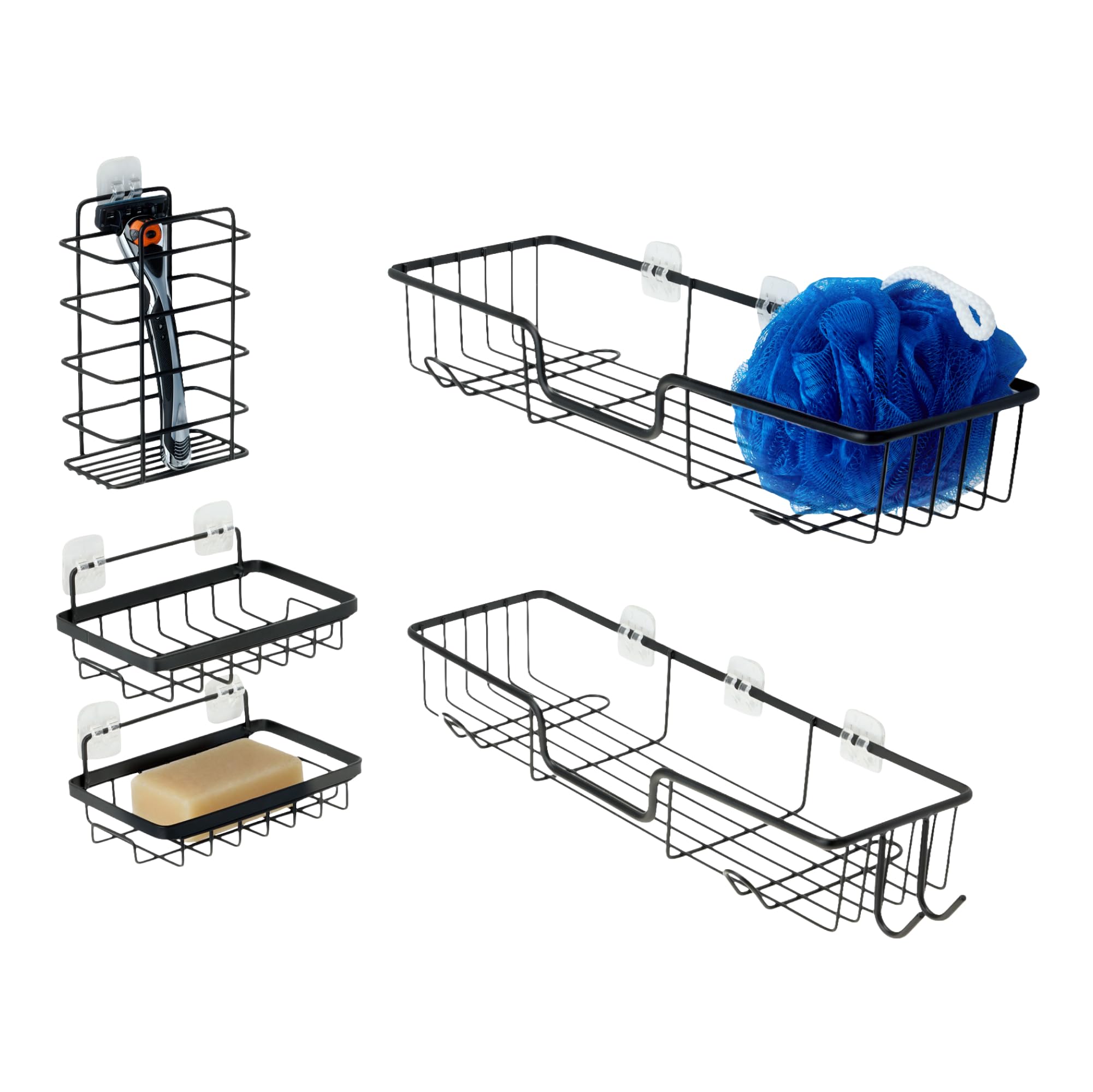 Amazon Basics Mensola Doccia a L Acciaio Inox Set 3 Nero Antiruggine
