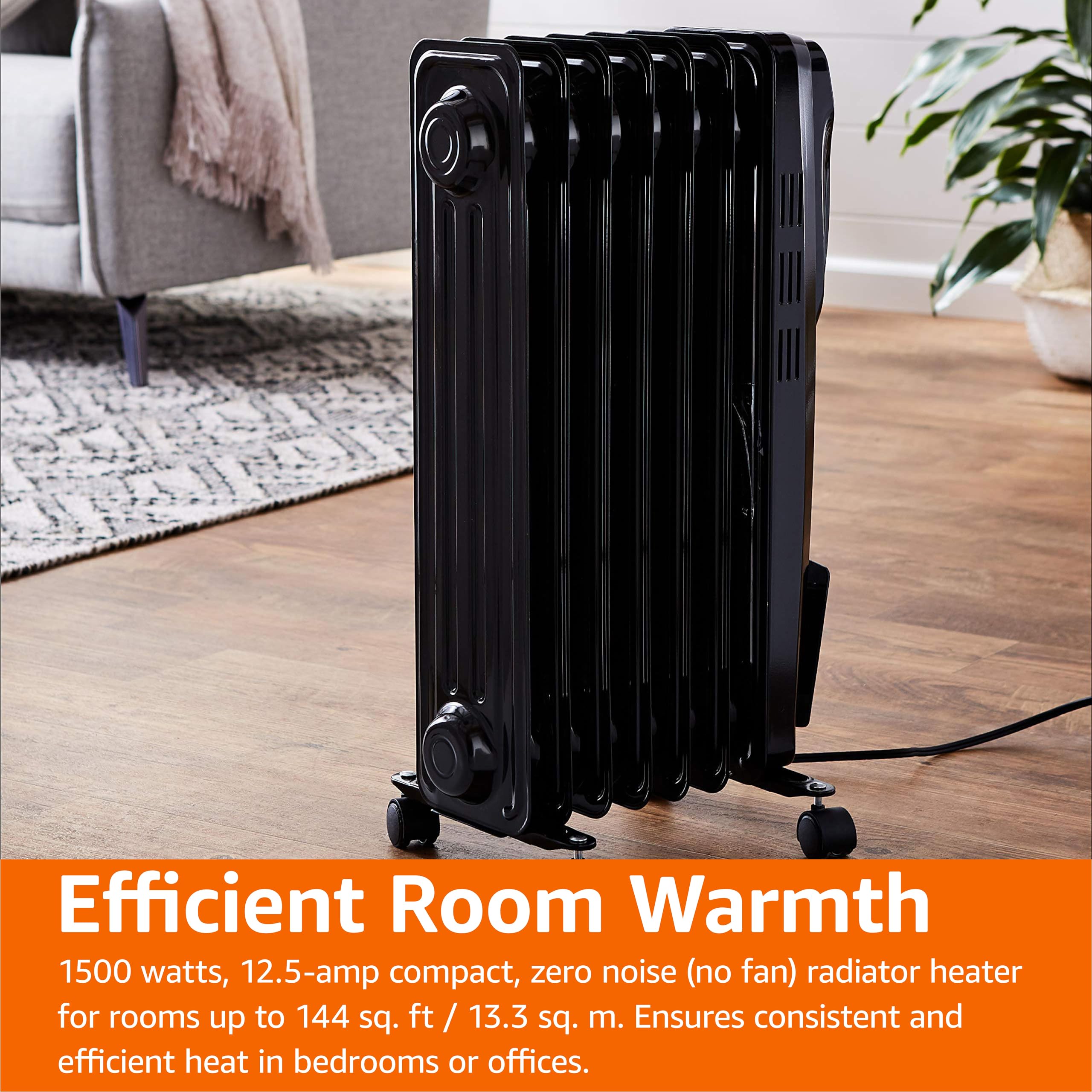 Amazon Basics Termosifone Olio 1500W Nero 7 Elementi