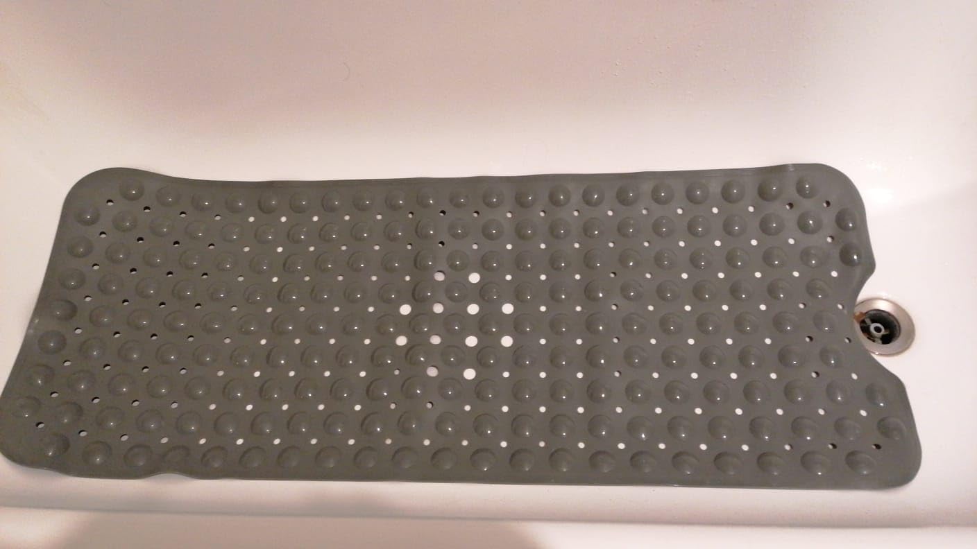 Amazon Basics Tappetino Doccia Antiscivolo Grigio 40x16
