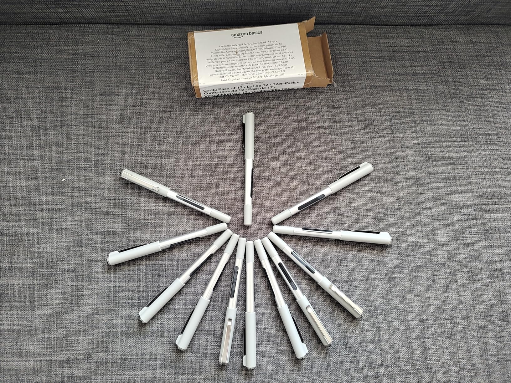 Amazon Basics Penne Gel Roller 0,7mm Nere 12 Pezzi