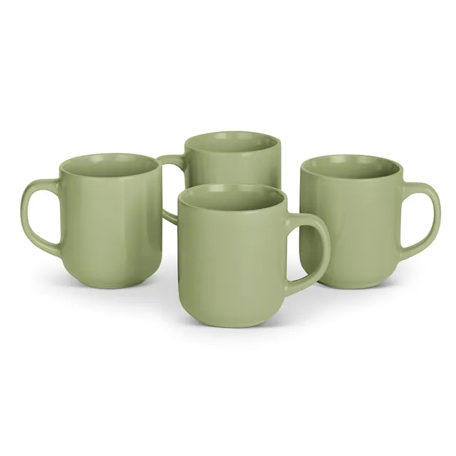 AmazonBasics Tazze Mug Gres 473ml Verde Oliva Set 4 Pezzi