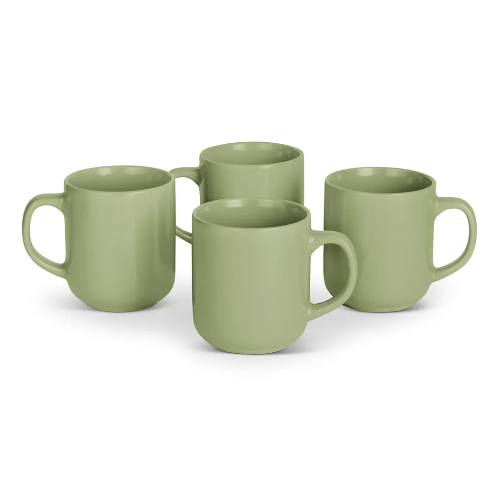 AmazonBasics Tazze Mug Gres 473ml Verde Oliva Set 4 Pezzi