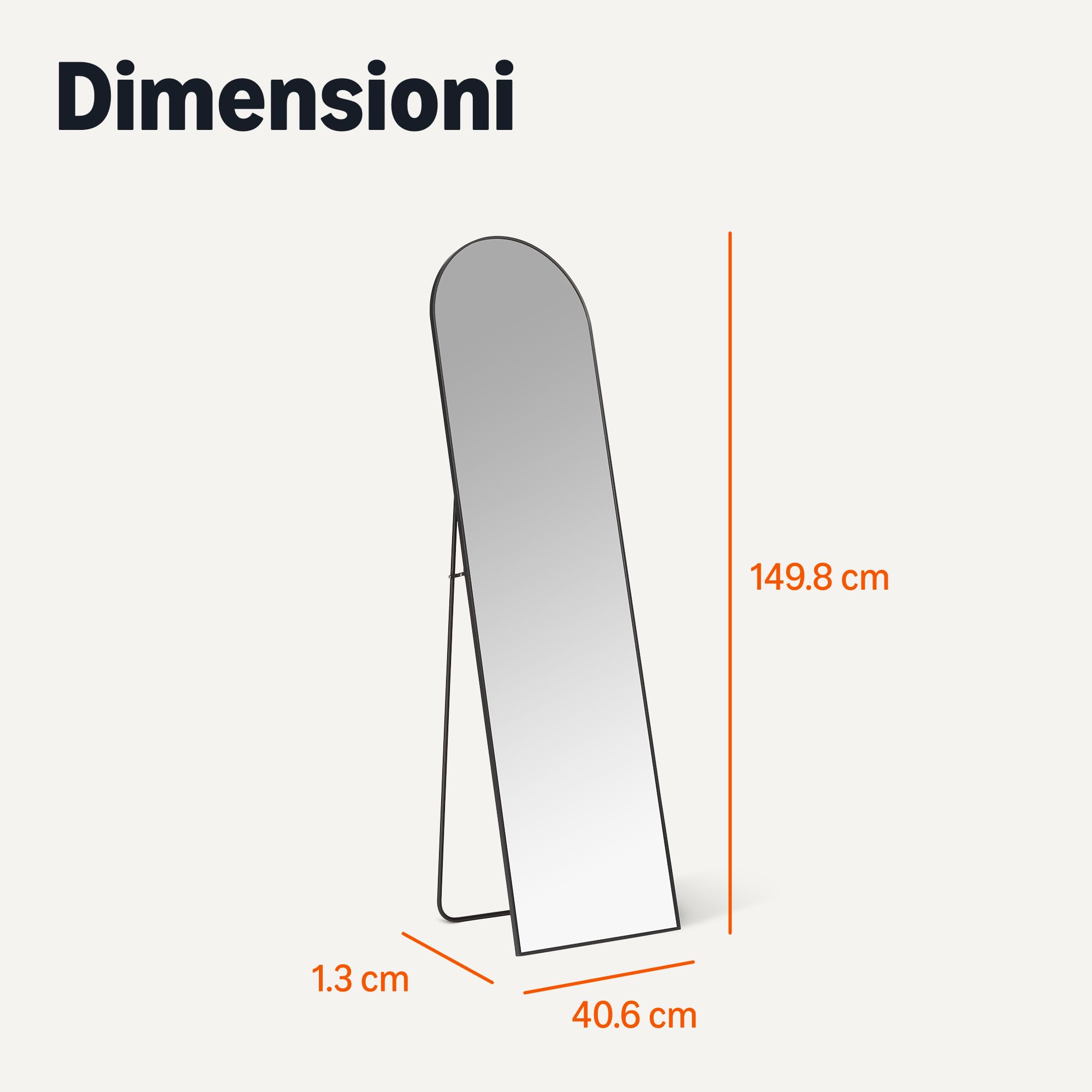 AmazonBasics Specchio Arco Figura Intera Nero 150x41