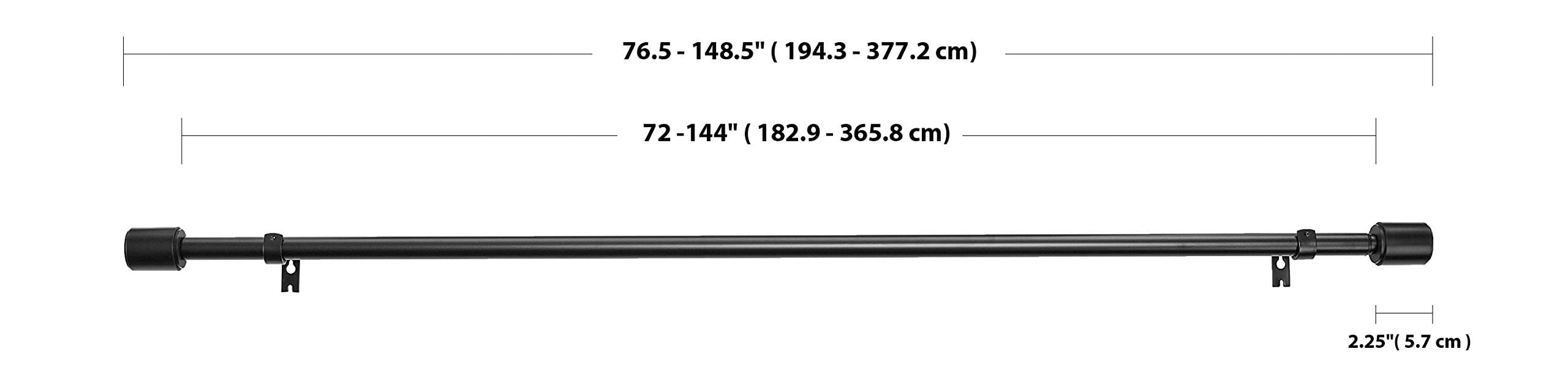 AmazonBasics bastone tenda estensibile 183-366 cm nero
