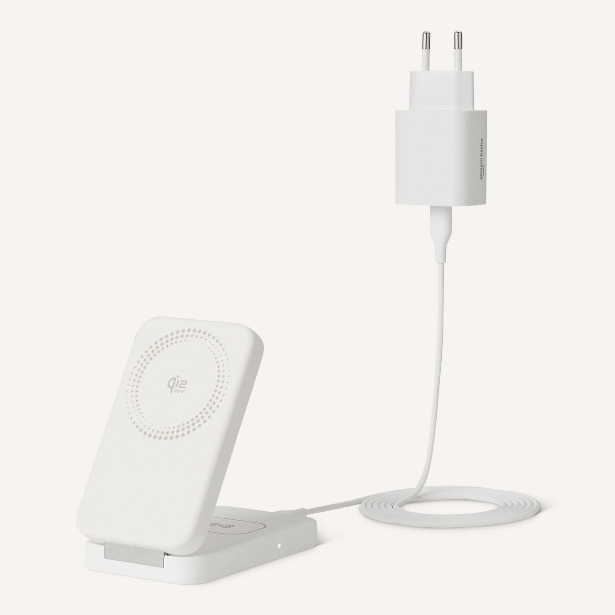 Amazon Basics Stazione Ricarica Wireless 2in1 25W Bianco