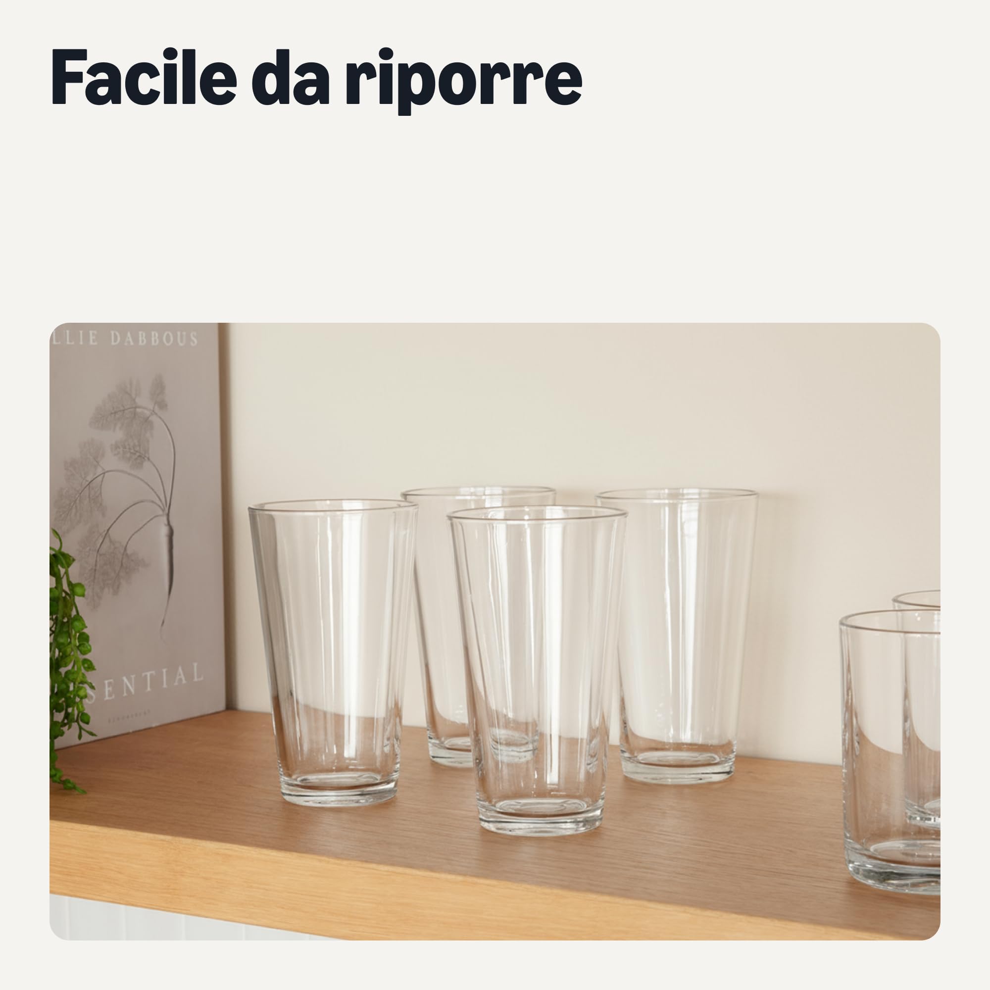 Amazon Basics bicchieri pinta vetro 473ml set 6 pezzi spesso