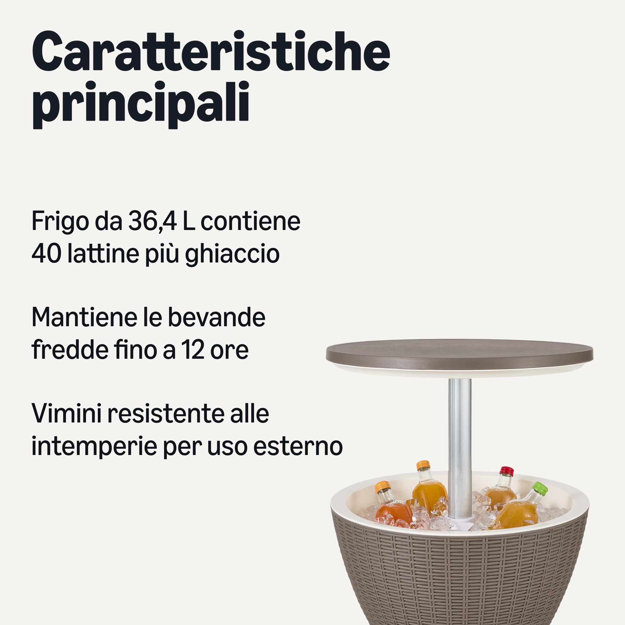 Amazon Basics Tavolo Bar Refrigerante 30L Rattan Marrone