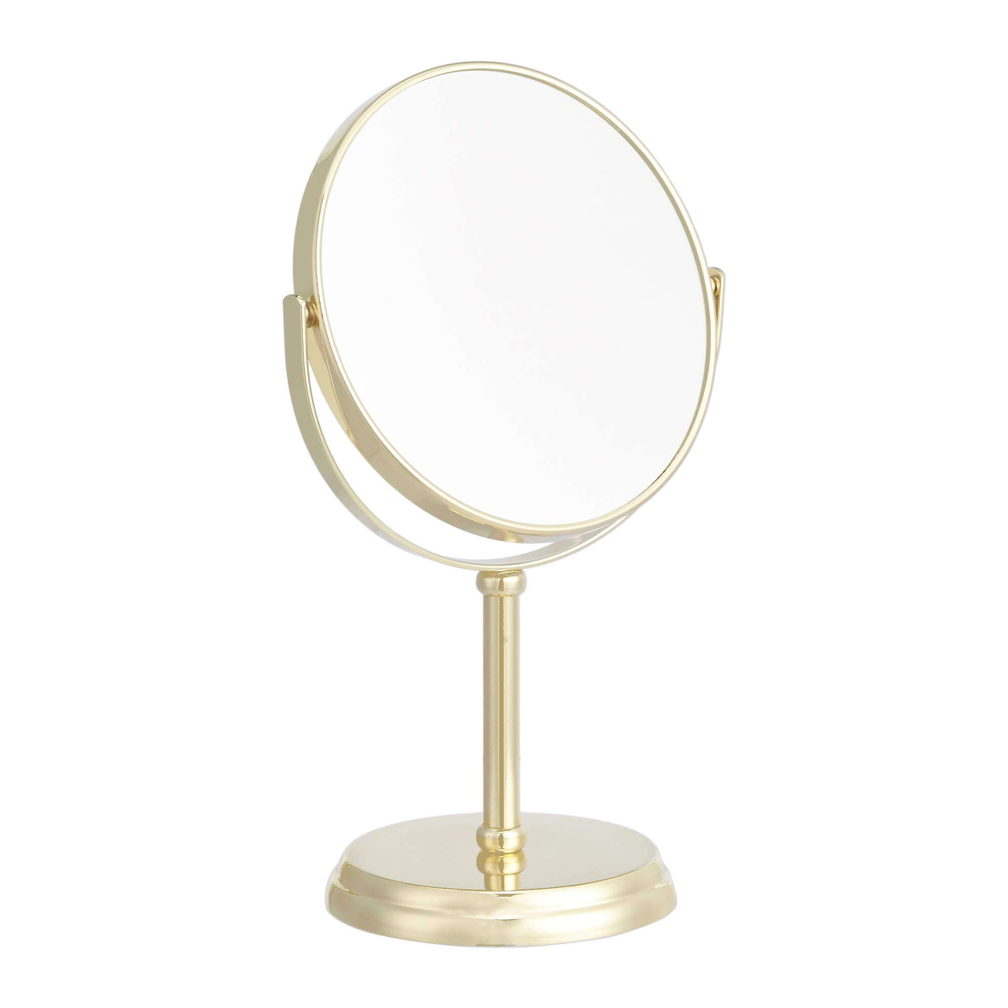 AmazonBasics Specchio Cosmetico Tavolo 1x/5x Oro Bifacciale
