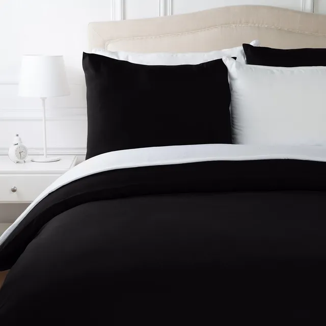 Amazon Basics Set Copripiumino Matrimoniale Microfibra Nero