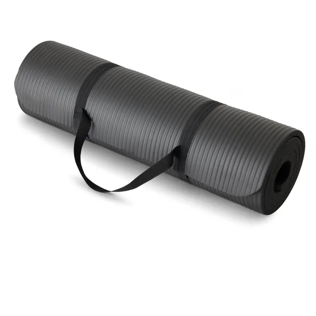 Amazon Basics Tappetino Yoga Nero Spesso 1,27 cm con cinghia