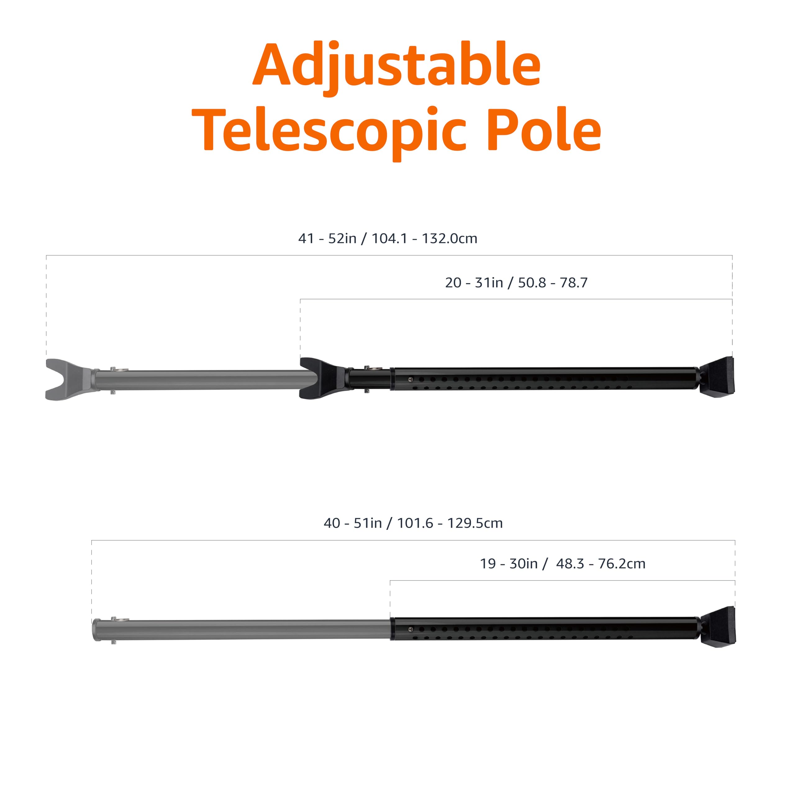 AmazonBasics Spranga Regolabile 73,6-114 cm Nera Acciaio 1 pz
