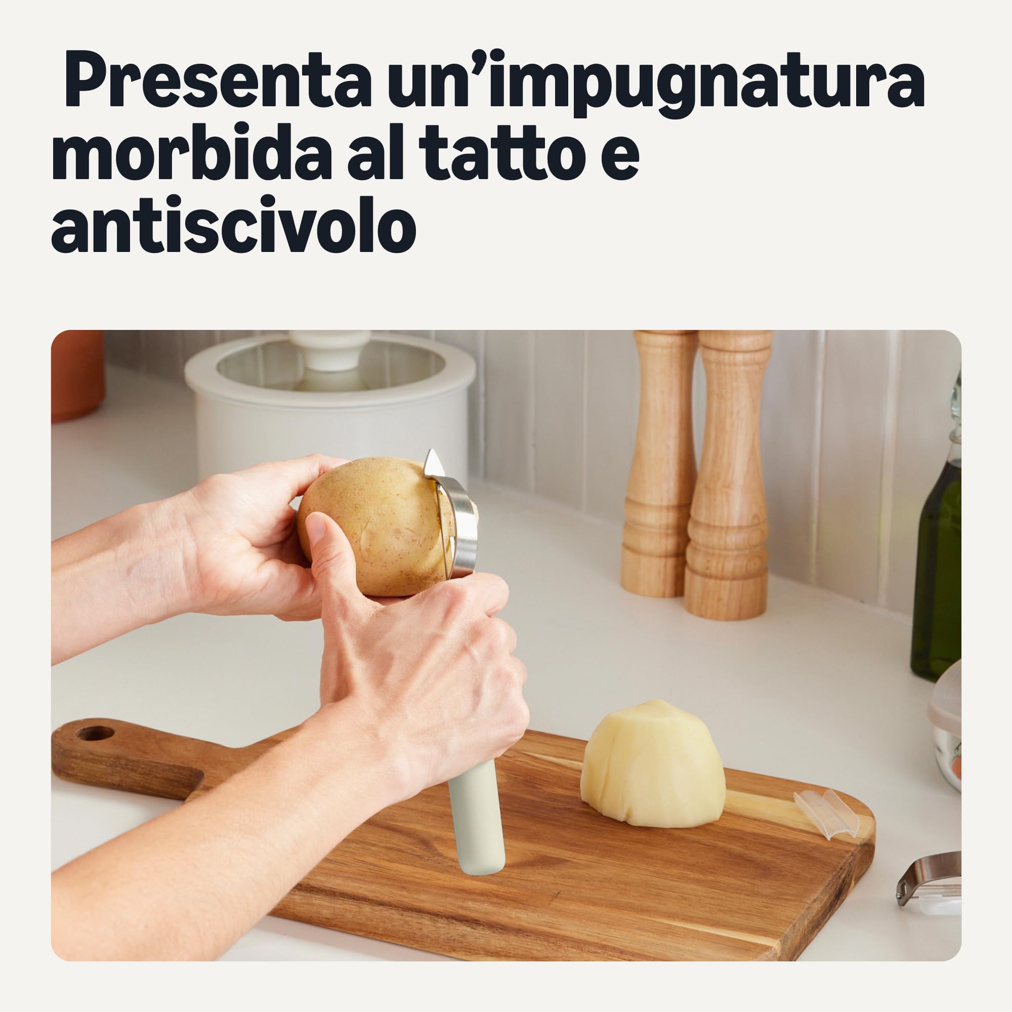 Amazon Basics Pelaverdure Acciaio Inox Set 2 Pezzi Grigio Lino