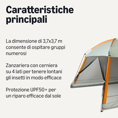 Amazon Basics tenda gazebo con zanzariera 3,7x3,7 m UPF50+