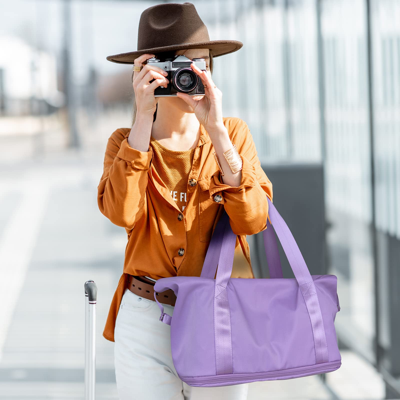 RealPlus borsa viaggio pieghevole 36 litri viola impermeabile
