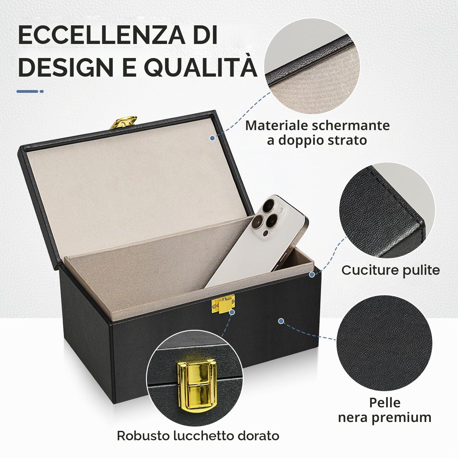 RealPlus Extra Large Scatola Faraday Chiavi Auto Nera