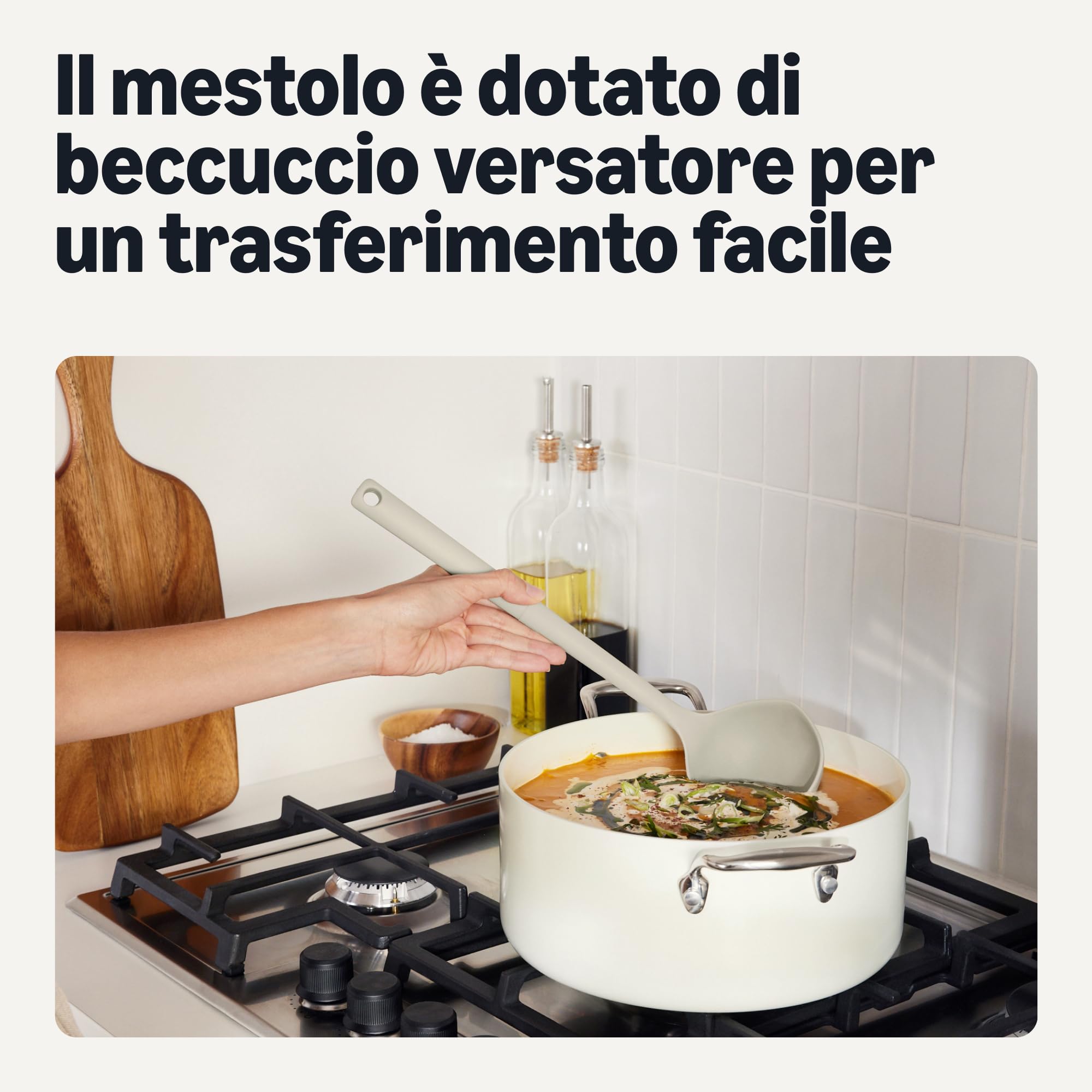 Amazon Basics mestoli cucina silicone 4 pezzi grigio lino