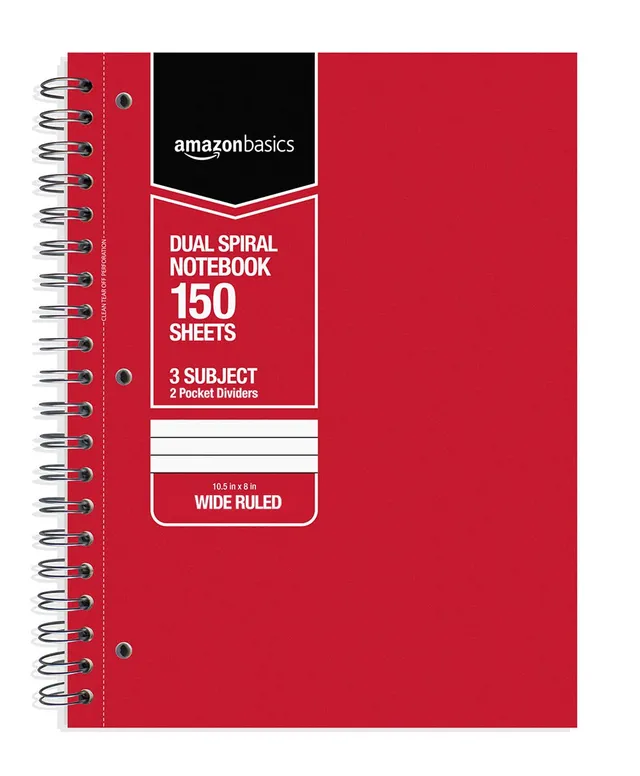 Amazon Basics Quaderni a Righe Larghe 3 Soggetti 6 Pezzi
