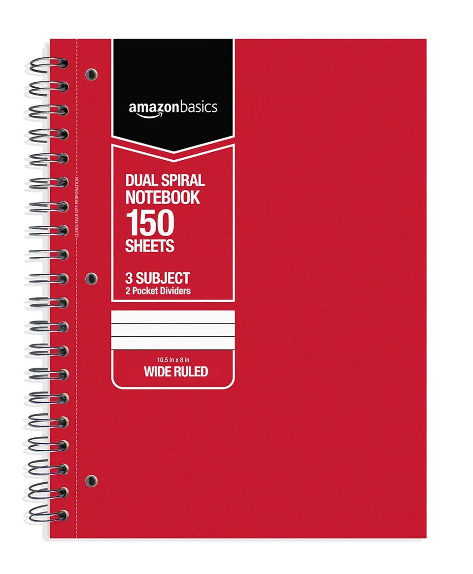 Amazon Basics Quaderni a Righe Larghe 3 Soggetti 6 Pezzi