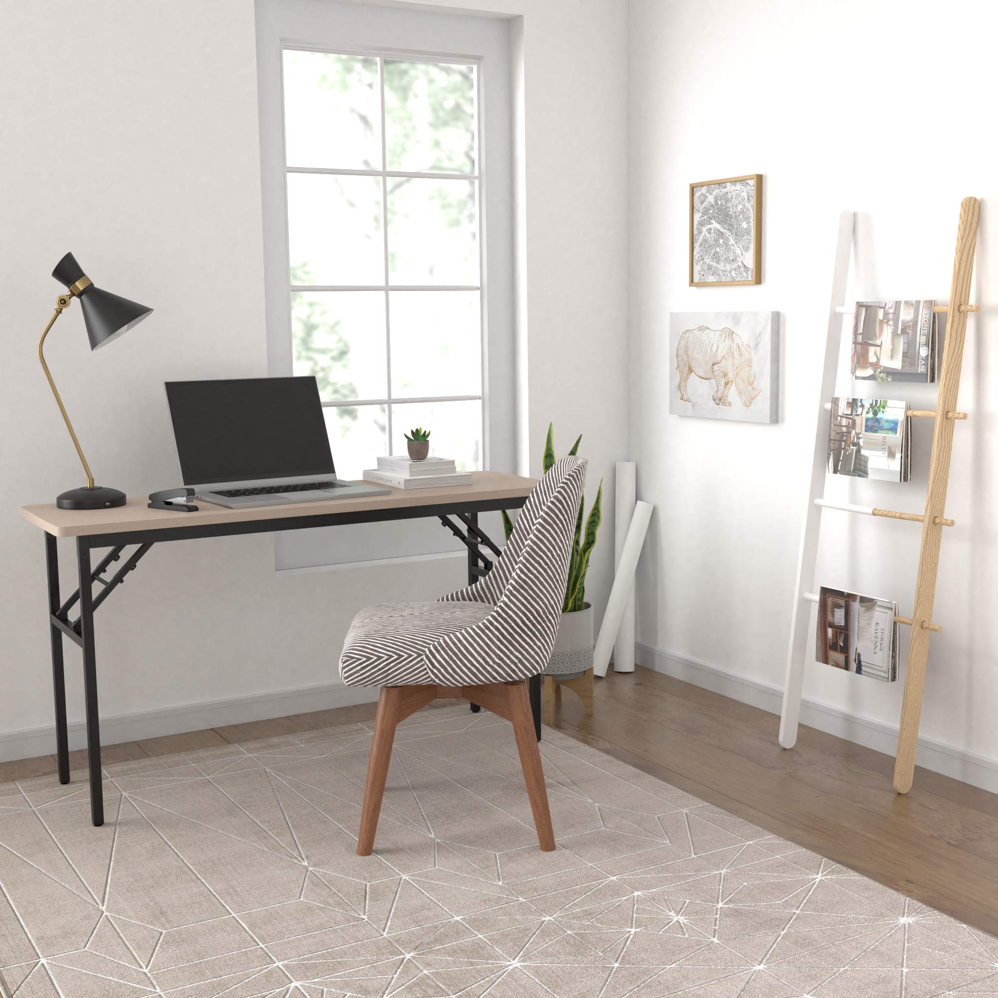 Amazon Basics Tavolo Pieghevole 140 cm Rovere Gambe Nere