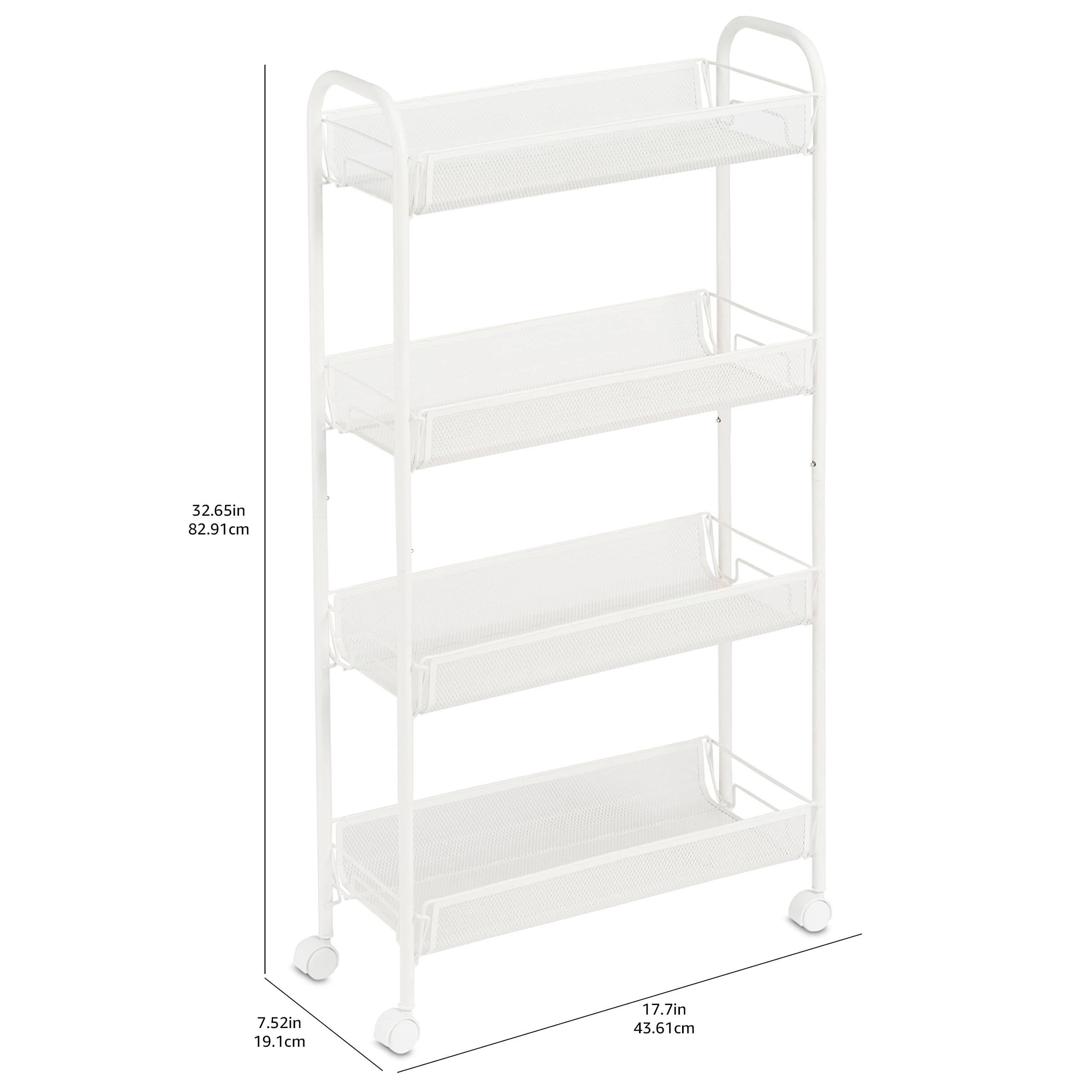 Amazon Basics carrello metallo 4 ripiani bianco rete