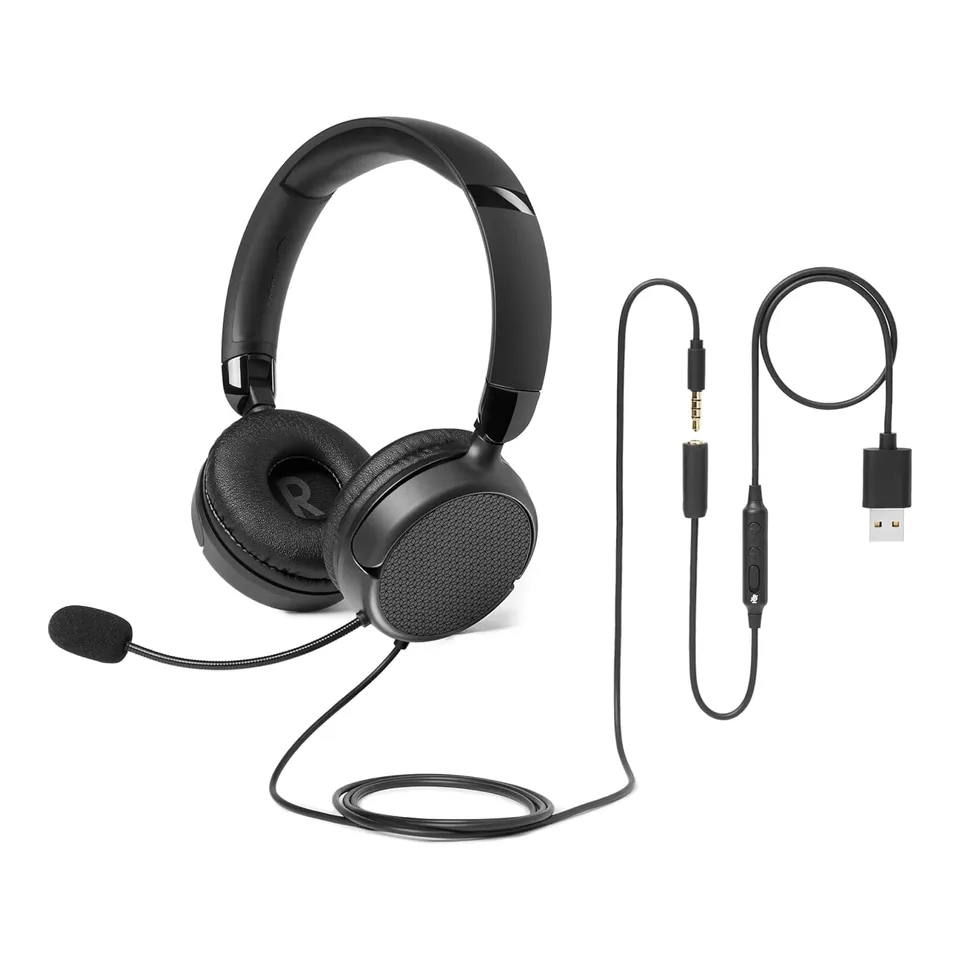 Amazon Basics Cuffie Cablate con Microfono Nere USB 3,5 mm