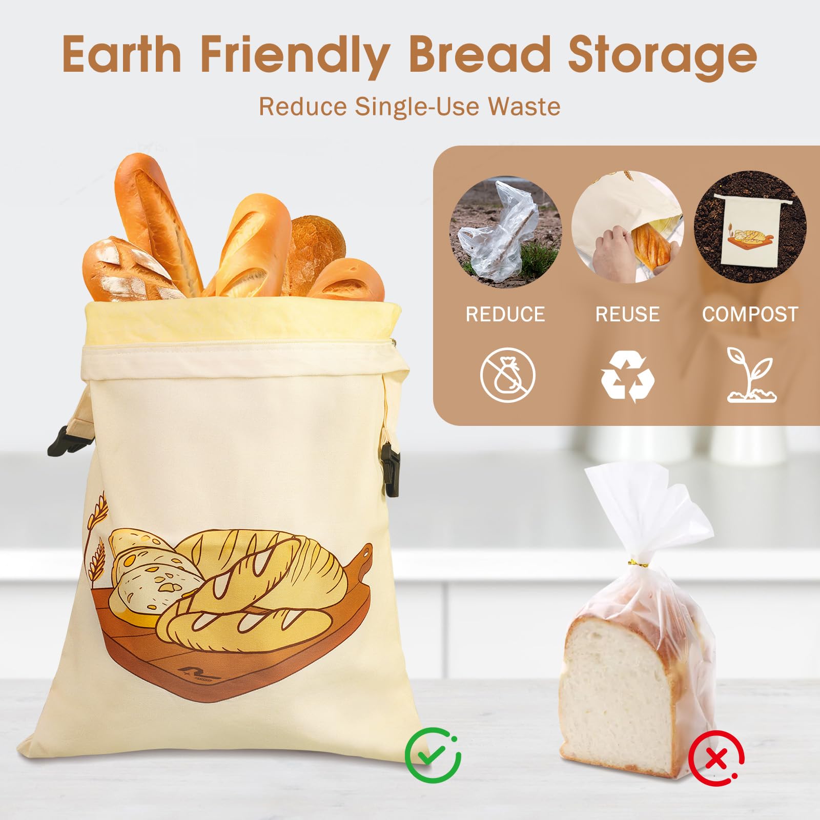 RealPlus Sacchetti Pane Cera Api 43x33 cm 2 Pezzi