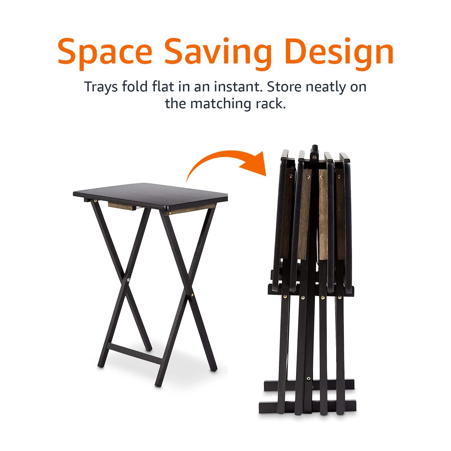 Amazon Basics Tavolini Pieghevoli Legno Set 4 pezzi nero