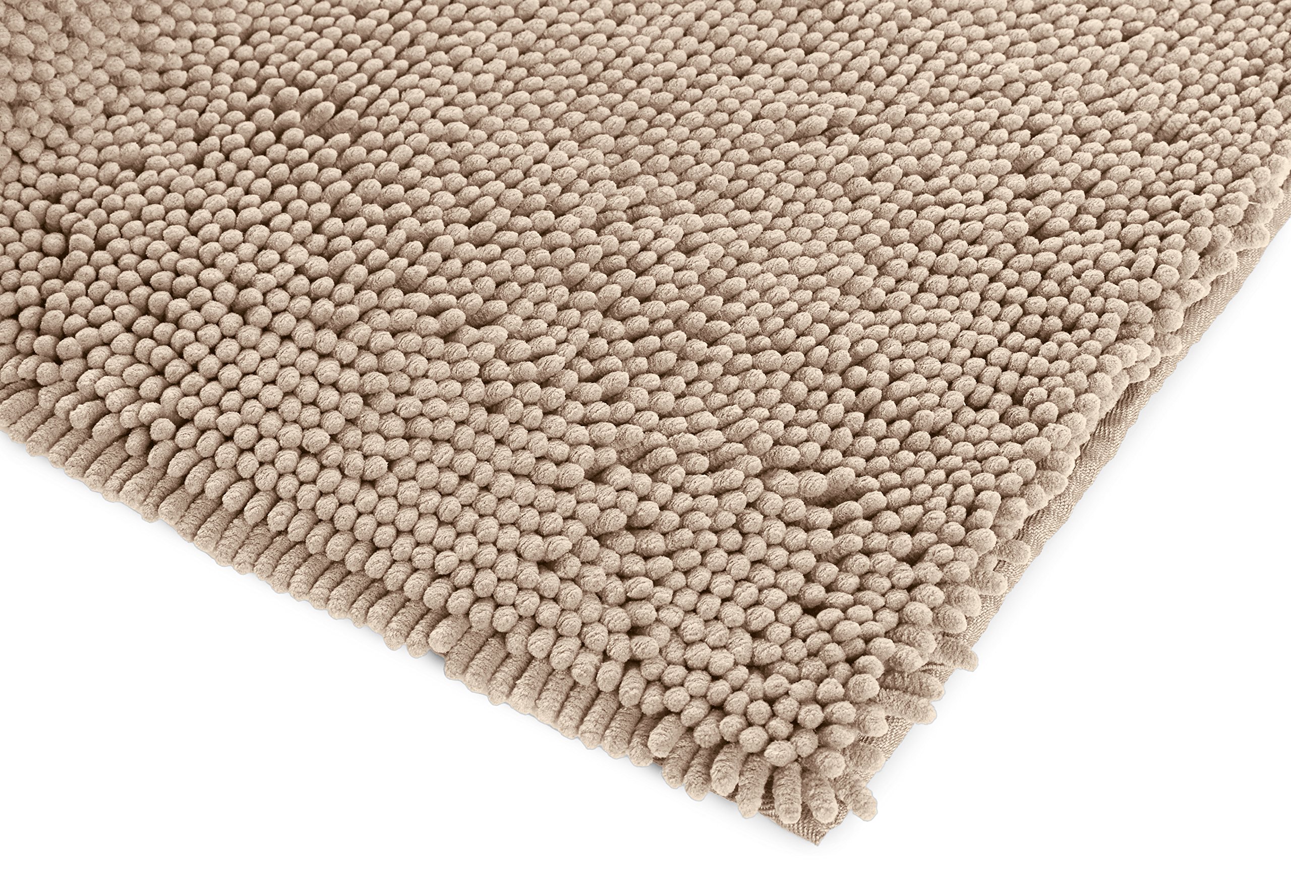 Amazon Basics Tappeto bagno microfibra pelo lungo beige 53x86
