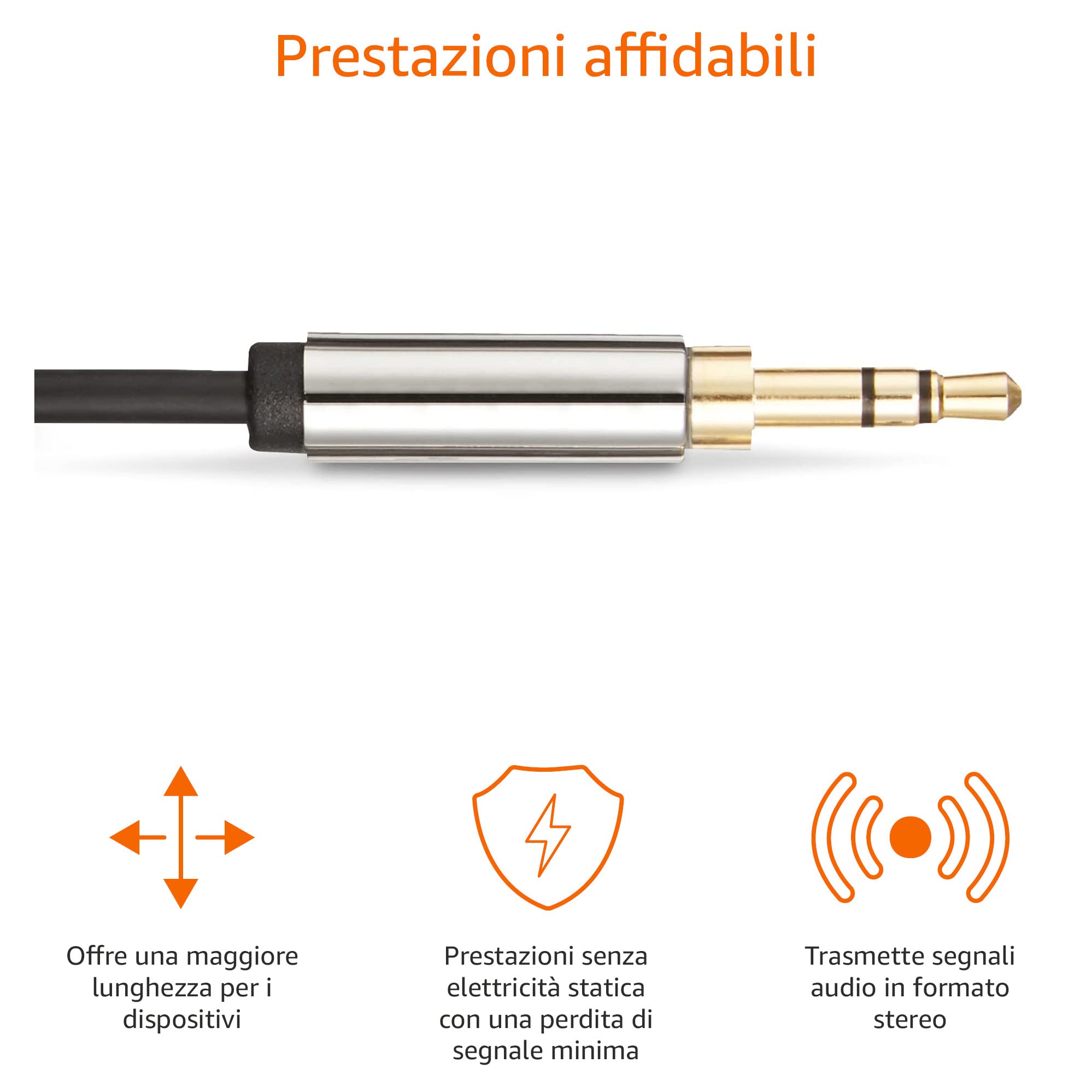 Amazon Basics Cavo Audio Aux 3,5 mm 1,2 m Nero