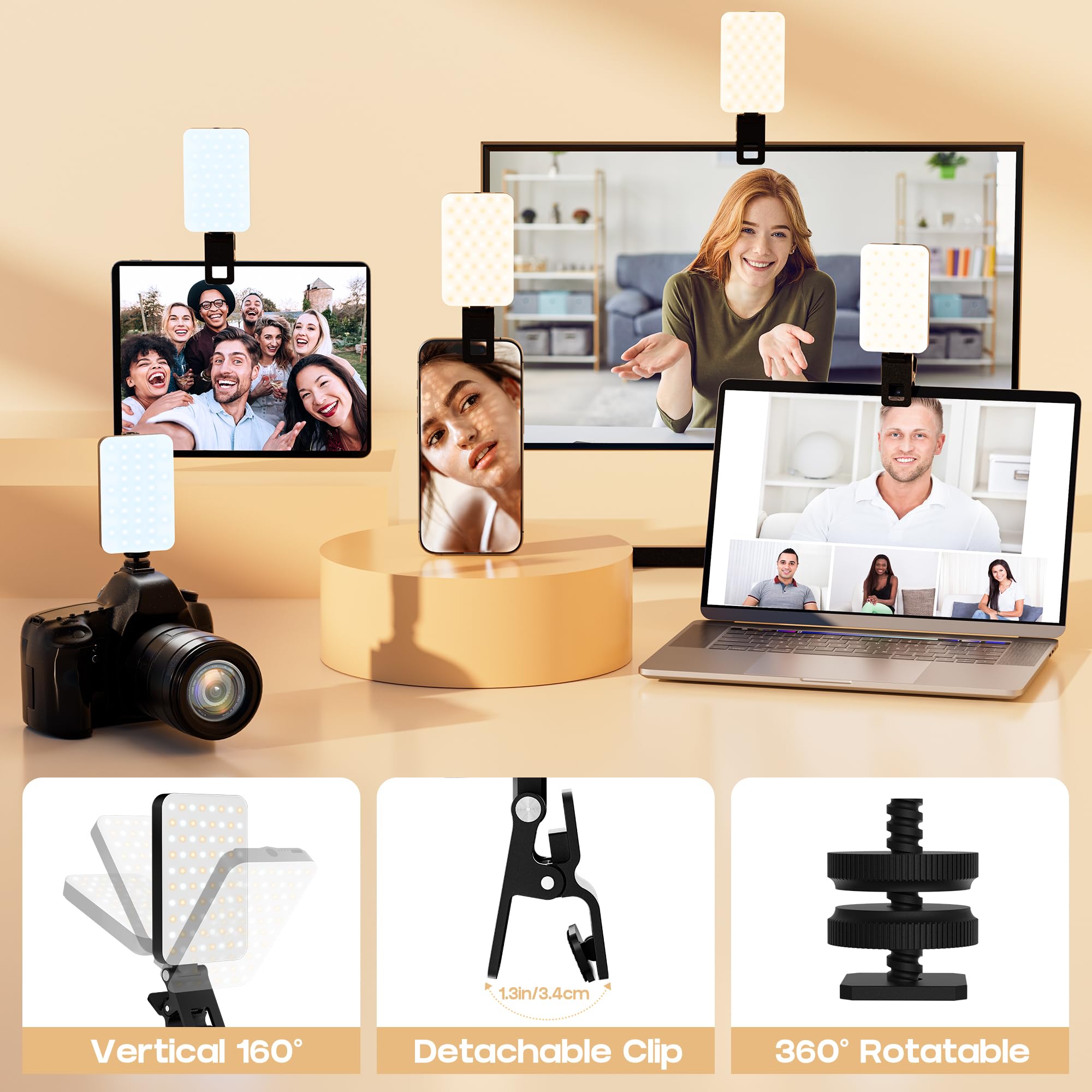 RealPlus Luce Selfie Clip 80 LED Nero 2000mAh